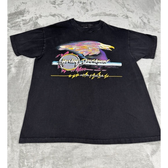 Harley-Davidson Other - Vintage 1990 Harley Davidson In Full Color Shirt Mens XL Black Single Stitch 90s